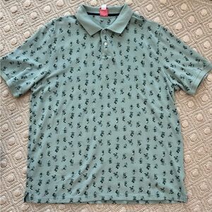 Men's Light Green Polo Shirt with All-Over Mouse Print | XL